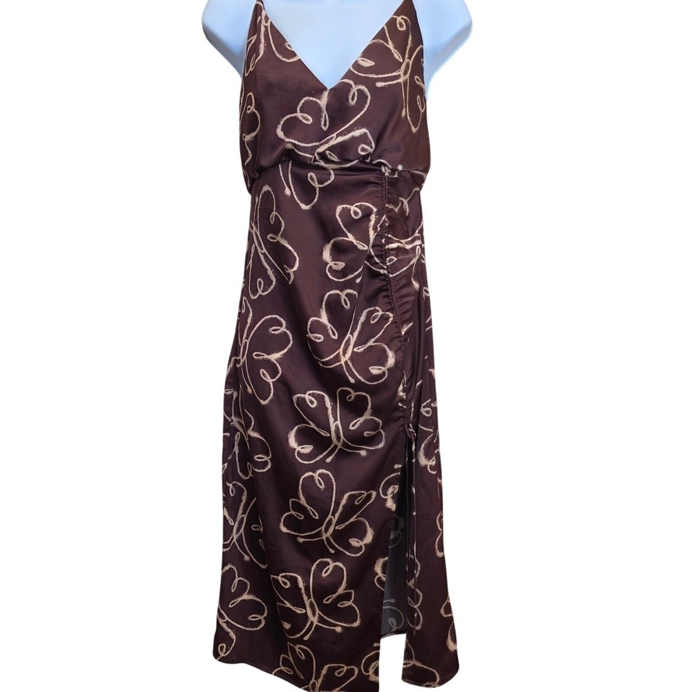 Urban Outfitters Y2K Brown Butterfly Print Midi Dress Sleeveless S/P